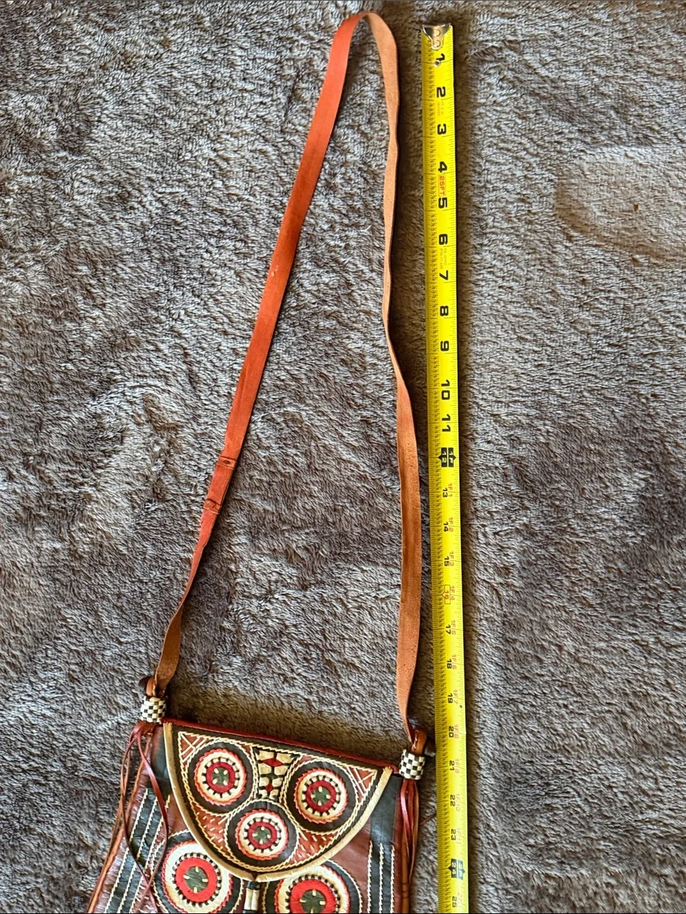 👜 Handstitched Trapezoid Leather Taureg Bag w/Fringes